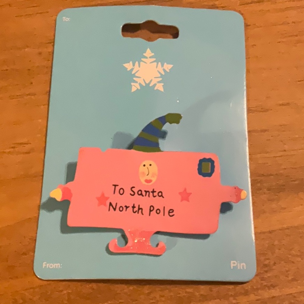 Festive Pink Santa letter to the North Pole Pin